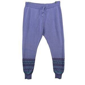 Winter Silks Womens Pants Sz L Sweater Knit Cotton Lilac Fair Isle Cozy Comfy